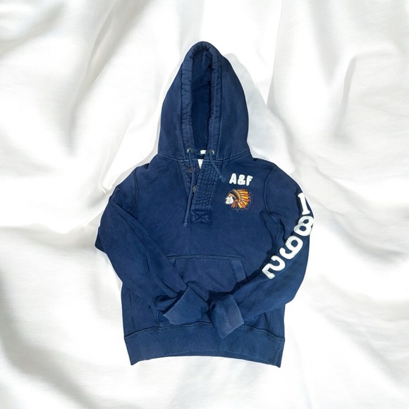 Abercrombie&Fitch RED INDIAN PATCHWORK HOOODIE - Picture 1 of 6